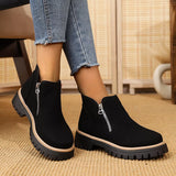 Ankle Boots with Zipper Accent - Trendsi - Flyclothing LLC