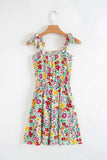 Floral Knotted Straps Cinched Waist Ruffle Hem Mini Dress - Trendsi - Flyclothing LLC