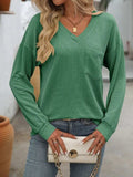 V-Neck Long Sleeve T-Shirt - Trendsi - Flyclothing LLC
