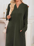 Casual Ribbed Knit Long Sleeve Dress - Trendsi - Flyclothing LLC