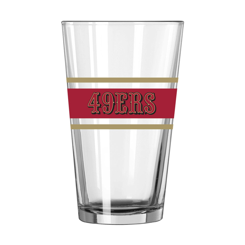 San Francisco 49ers 16oz Stripe Pint Glass - Logo Brands - Flyclothing LLC