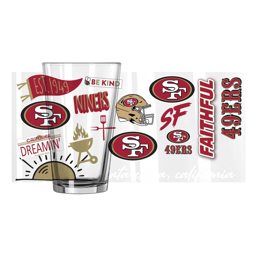 San Francisco 49ers 16oz Native Pint Glass - Logo Brands - Flyclothing LLC