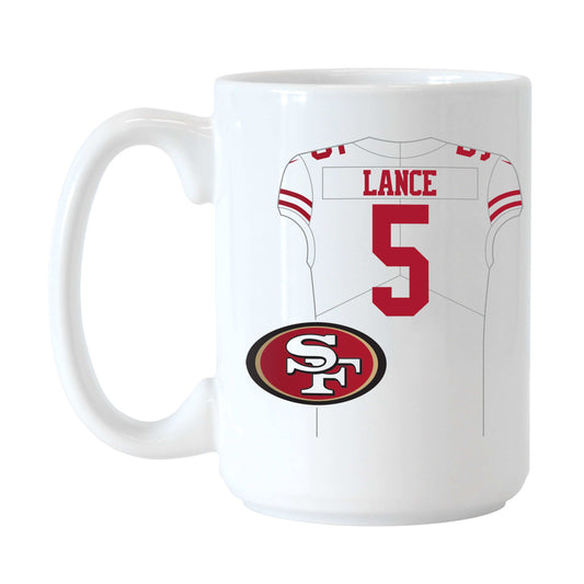SF 49ers 15oz Trey Lance Jersey Sublimated Mug - Logo Brands - Flyclothing LLC
