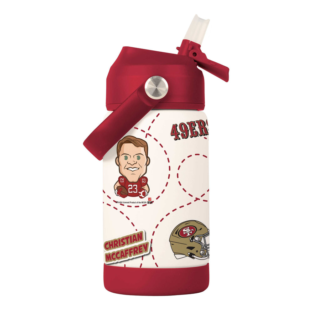 San Francisco 49ers Christian McCaffrey Caricature 12oz SS Kids Bottle - Logo Brands - Flyclothing LLC