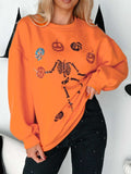 Halloween Skeleton Pumpkin Sweatshirt - Trendsi - Flyclothing LLC