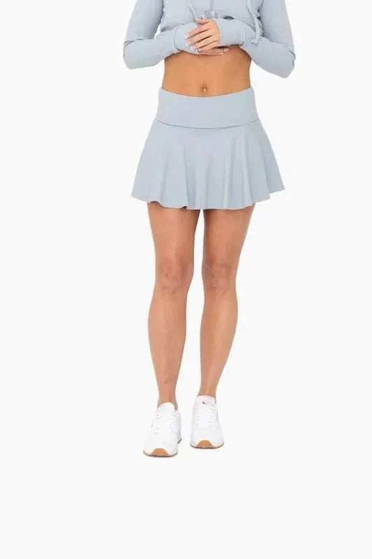 MONO B Ribbed Foldover Waist Skort - Trendsi - Flyclothing LLC