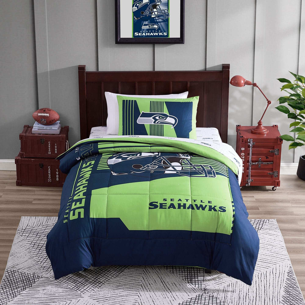Seattle Seahawks Status Bed In A Bag Twin - Logo Brands - Flyclothing LLC