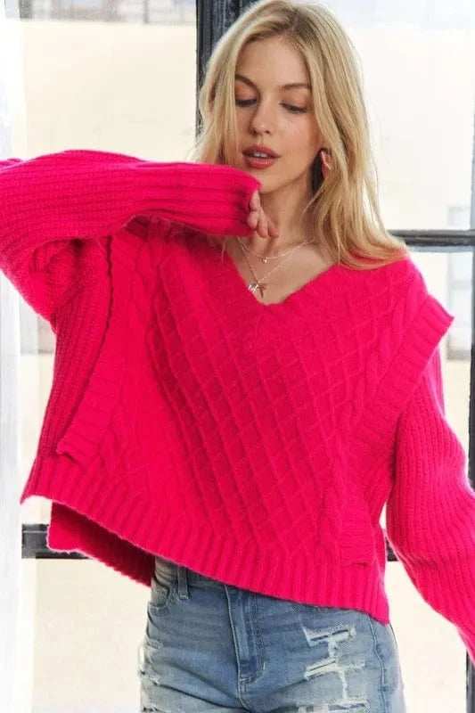 ADORA Ruffle Detail Adorable Sweater - Trendsi - Flyclothing LLC