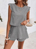 Printed Round Neck Top and Layered Shorts Set - Trendsi - Flyclothing LLC