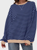 Contrast Striped Long Sleeve Sweatshirt - Trendsi - Flyclothing LLC
