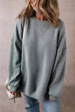 Slit Round Neck Long Sleeve Sweatshirt - Trendsi - Flyclothing LLC