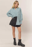 HYFVE Stripe Button Down Long Sleeve Oversized Shirt - Trendsi - Flyclothing LLC