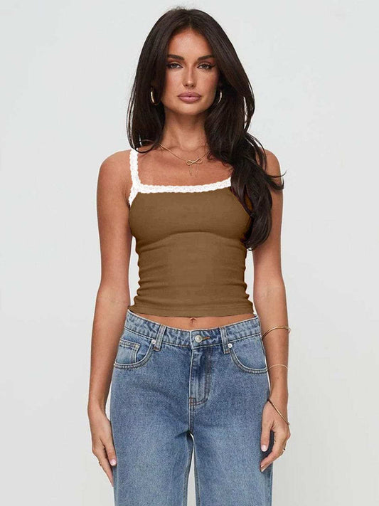 Lace Detail Cropped Cami - Trendsi - Flyclothing LLC