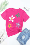 Flower Round Neck Short Sleeve T-Shirt - Trendsi - Flyclothing LLC