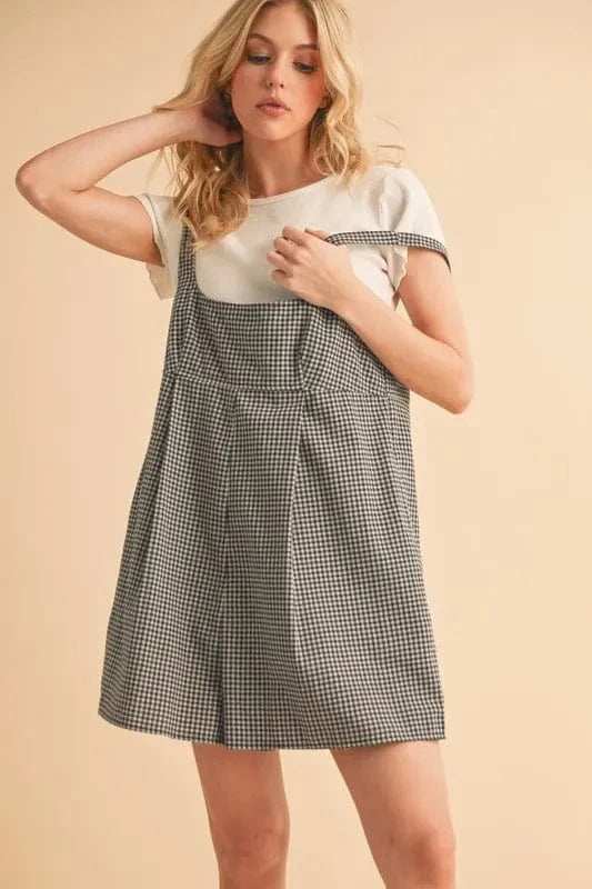 Aemi+Co Plaid Square Neck Romper - Trendsi - Flyclothing LLC