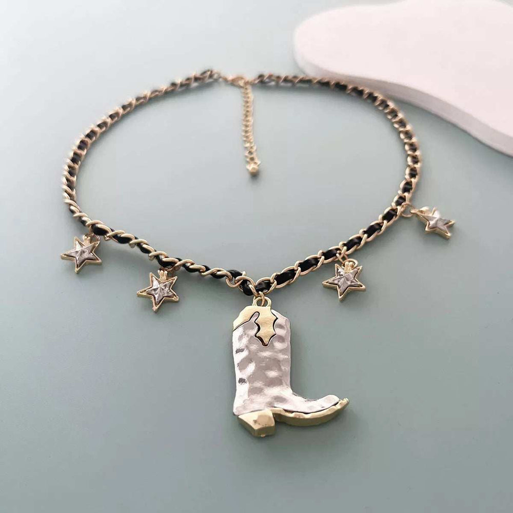 Western Style Star Charm Boot Pendant Necklace - Trendsi - Flyclothing LLC
