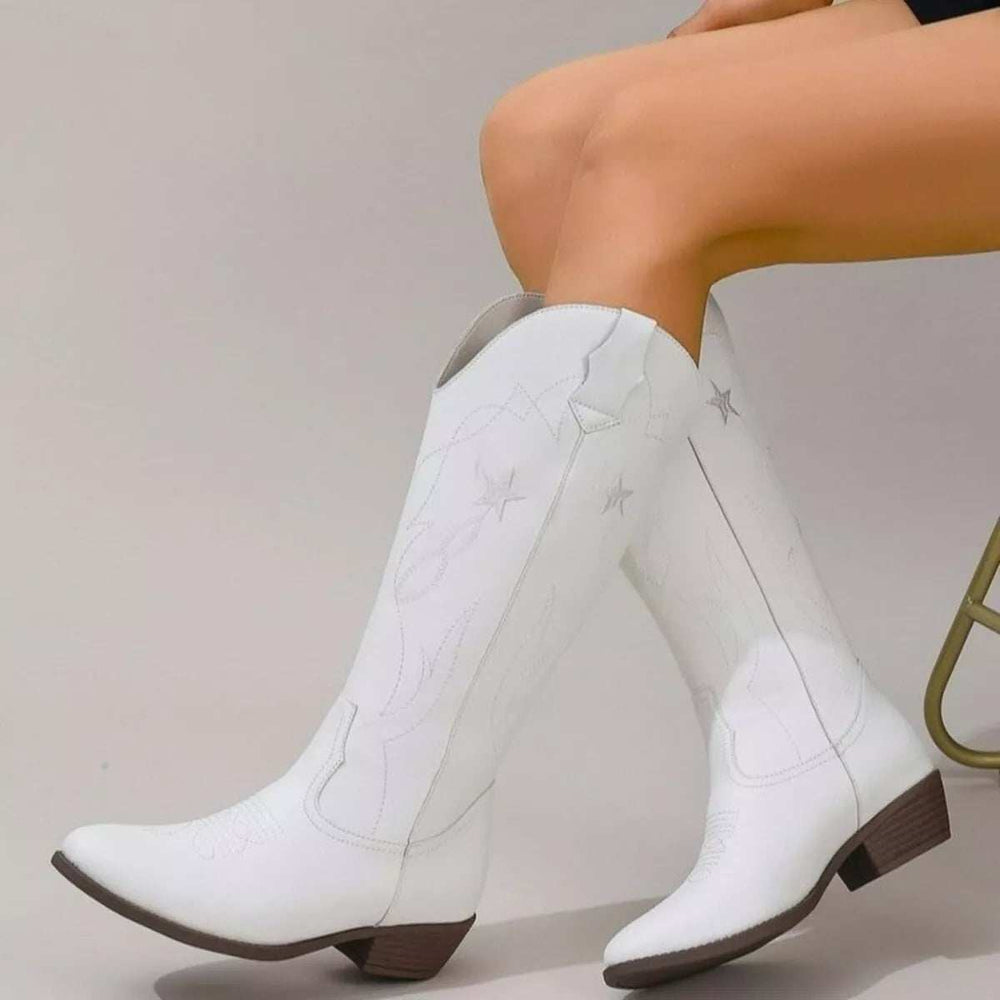 Western Star Embroidered Cowboy Boots - Trendsi - Flyclothing LLC