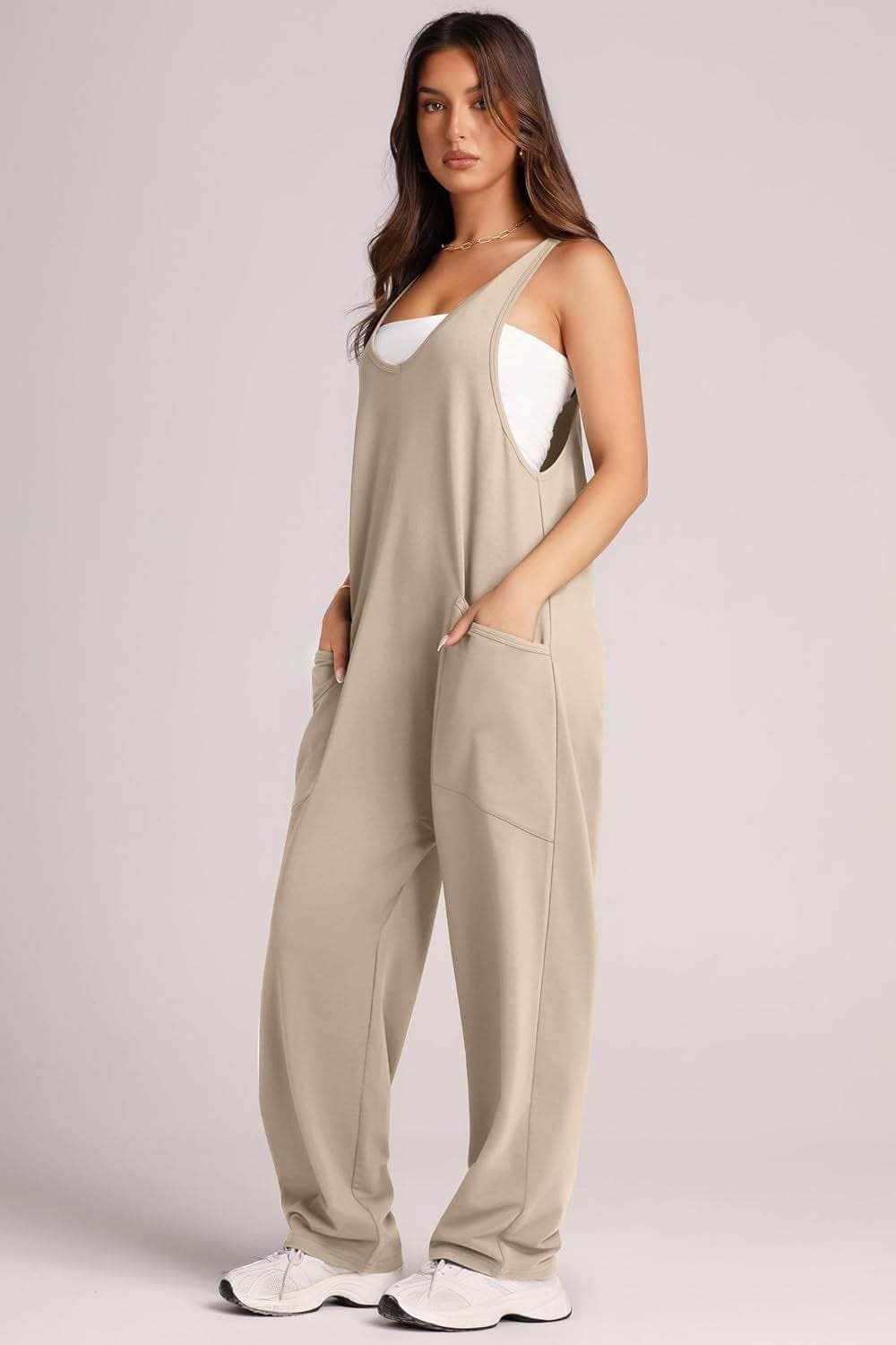 Wide Strap Jumpsuit with Pockets - Trendsi - Flyclothing LLC