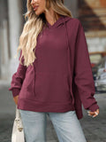 Textured Drawstring Long Sleeve Hoodie - Trendsi - Flyclothing LLC