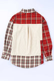 Plaid Patchwork Collared Neck Shacket - Trendsi - Flyclothing LLC
