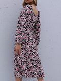 Floral Print Long Sleeve Midi Dress - Trendsi - Flyclothing LLC