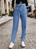 Tied Straight Jeans with Pockets - Trendsi - Flyclothing LLC