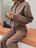 Button-Front Dropped Shoulder Cropped Jacket - Trendsi - Flyclothing LLC