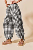 SO ME Plaid Elastic Waist Balloon Pants - Trendsi - Flyclothing LLC