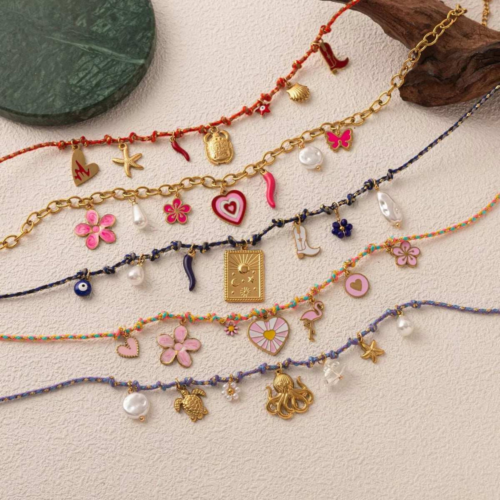 18K Gold-Plated Stainless Steel Charm Necklace - Trendsi - Flyclothing LLC