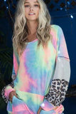 BiBi Tie Dye French Terry Sweatshirt with Contrast - Trendsi - Flyclothing LLC