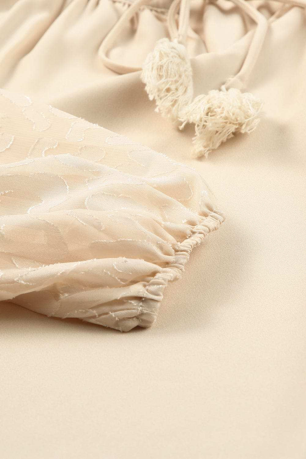 Tassel Tie Neck Long Sleeve Blouse - Trendsi - Flyclothing LLC