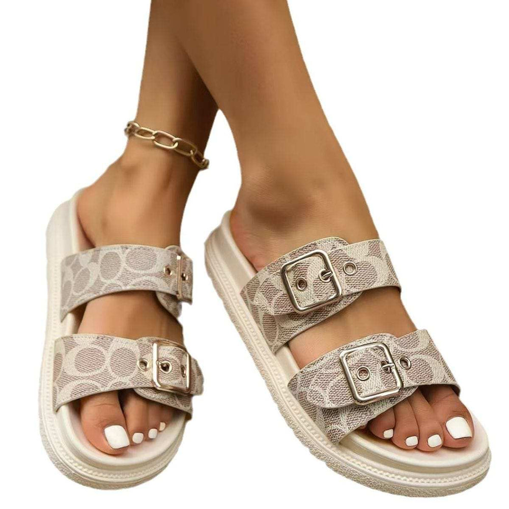 Open Toe Double Buckle Sandals - Trendsi - Flyclothing LLC