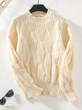 Round Neck Dropped Shoulder Sweater - Trendsi - Flyclothing LLC