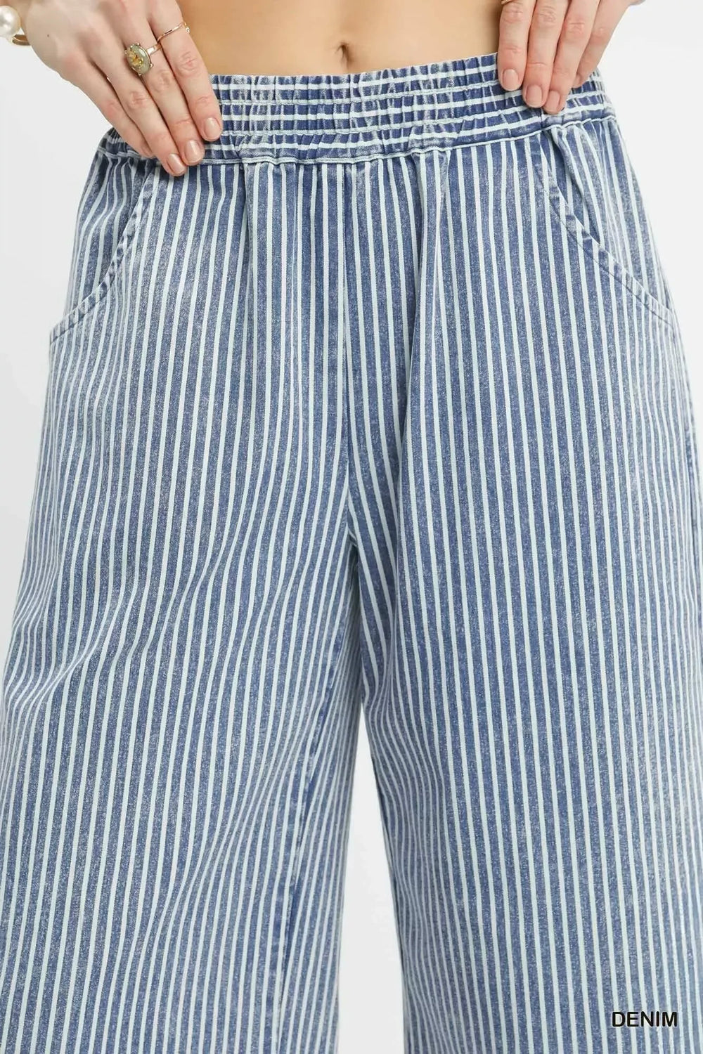 Umgee Stone Wash Stripe Wide-Leg Pants - Trendsi - Flyclothing LLC