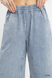 Umgee Stone Wash Stripe Wide-Leg Pants - Trendsi - Flyclothing LLC