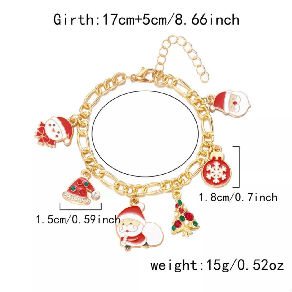 Christmas 18K Gold-Plated Charm Bracelet - Trendsi - Flyclothing LLC