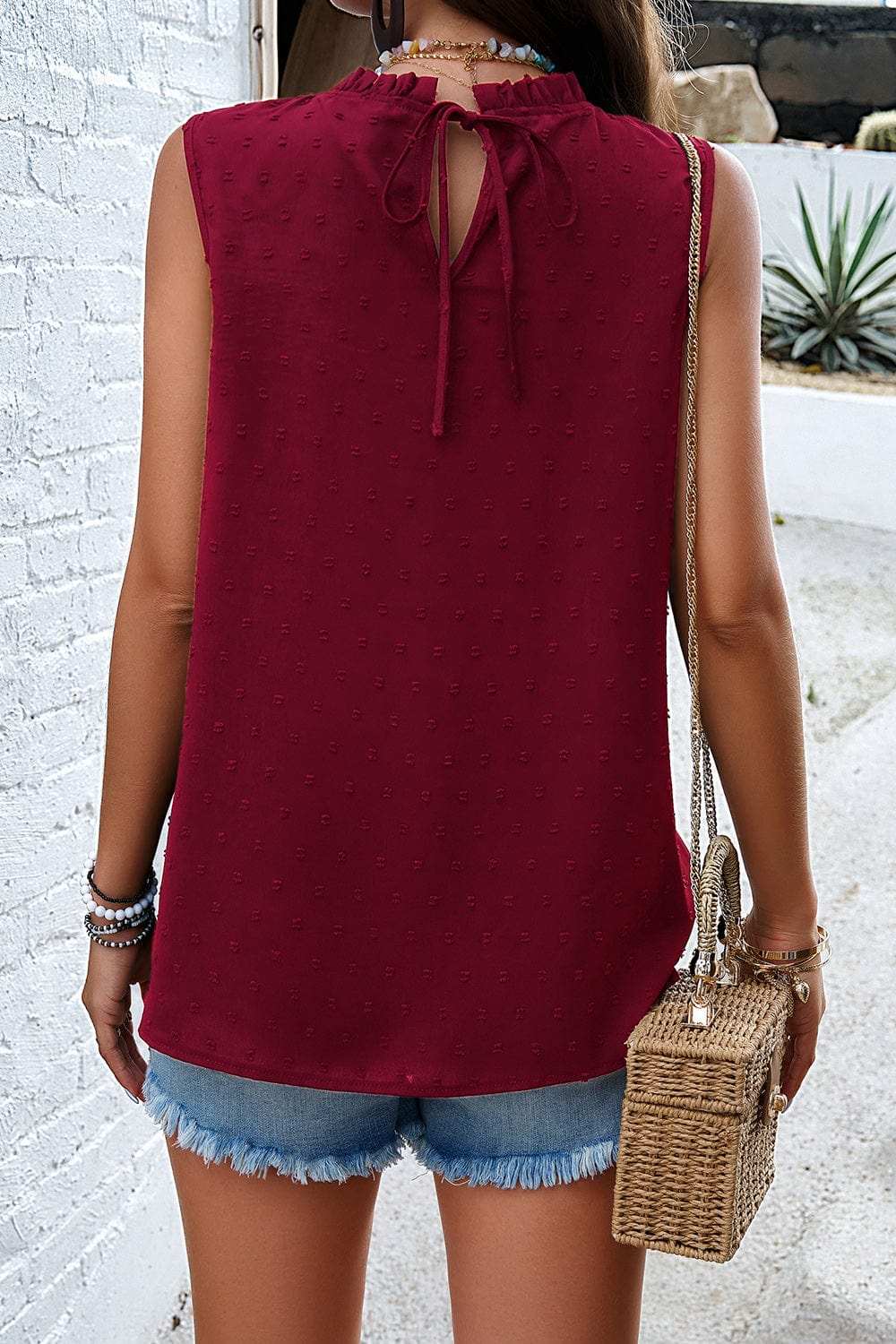 Swiss Dot Round Neck Tank - Trendsi - Flyclothing LLC