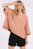 Mittoshop Side Slit Notched Drop Shoulder Sweater - Trendsi - Flyclothing LLC
