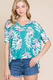 BOMBOM Loose Fit Vintage Floral Tunic Top - Trendsi - Flyclothing LLC