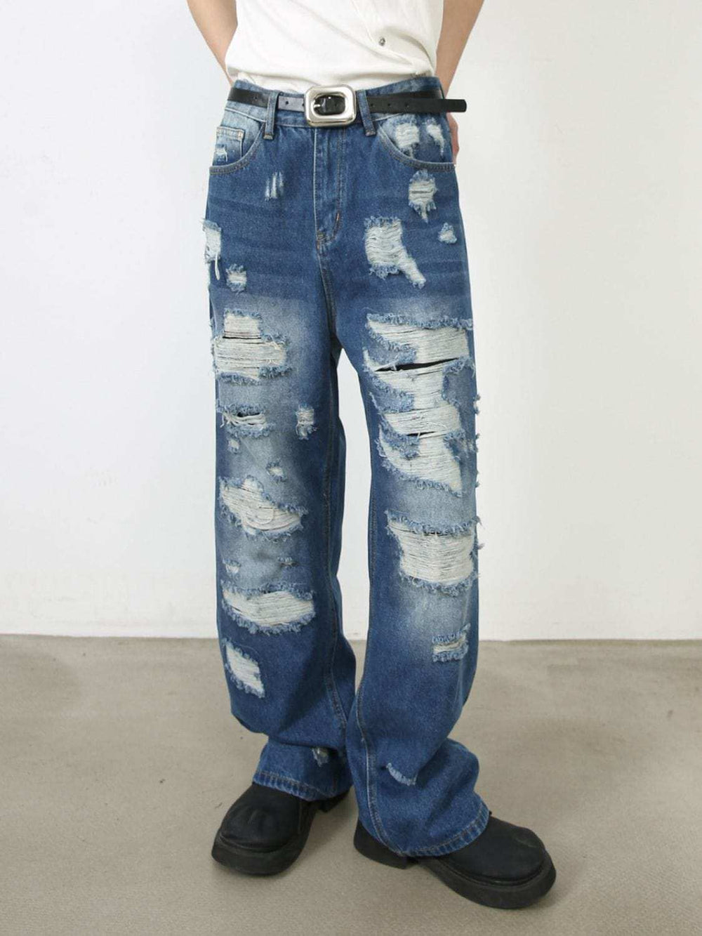 Men's Distressed Jeans with Pockets - Trendsi - Flyclothing LLC
