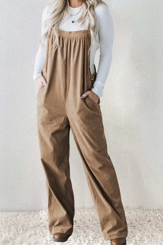 Square Neck Wide Strap Overalls - Trendsi - Flyclothing LLC