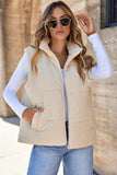 Pocketed Zip Up Turtleneck Vest Coat - Trendsi - Flyclothing LLC