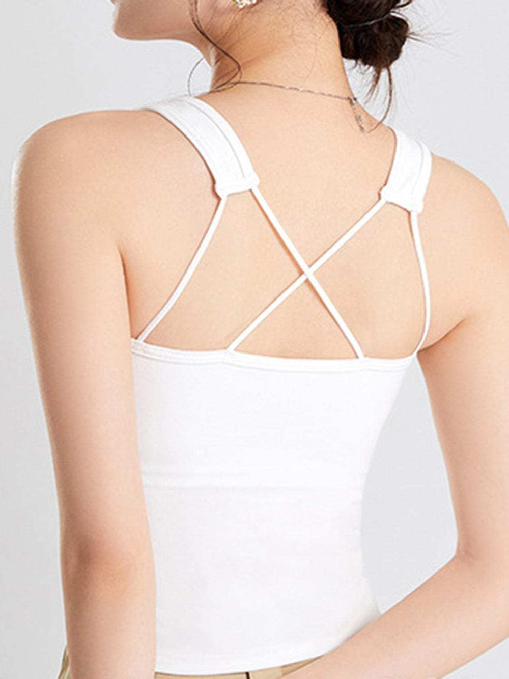 Crisscross Scoop Neck Wide Strap Cropped Tank with Chest Pads - Trendsi - Flyclothing LLC