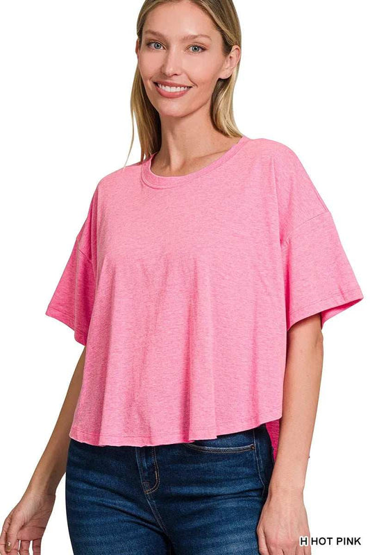 Zenana Cotton Round Neck Short Sleeve T-Shirt - Trendsi - Flyclothing LLC