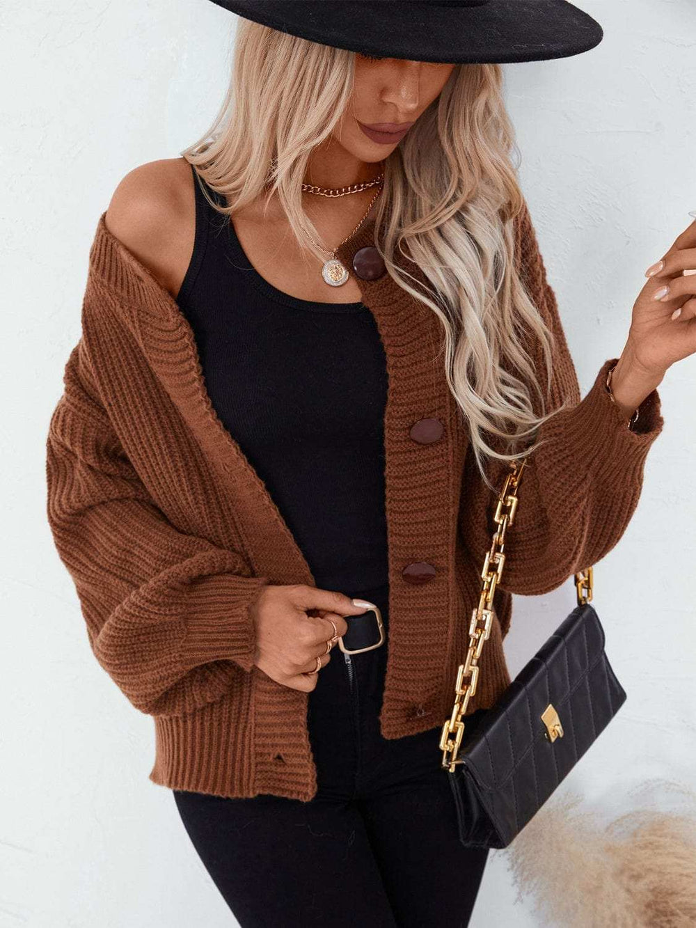 Button Down Long Sleeve Cardigan - Trendsi - Flyclothing LLC