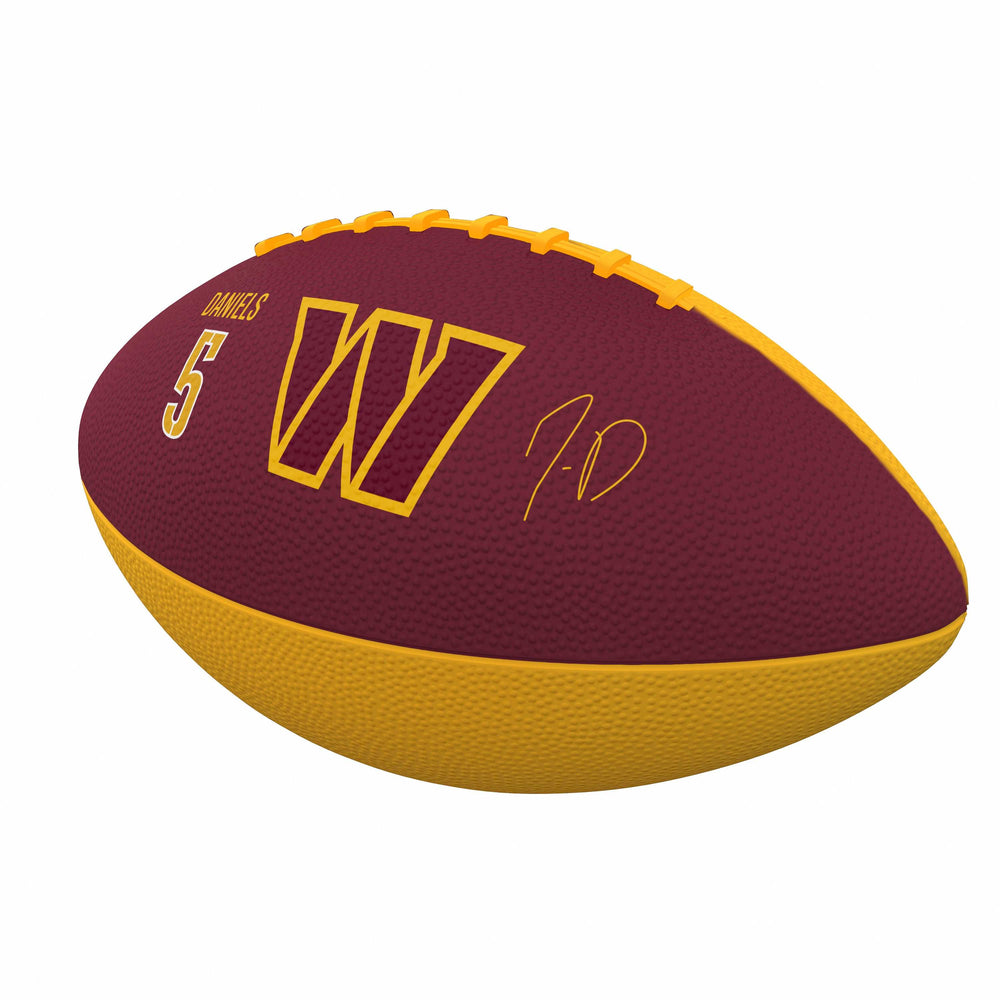 Washington Commanders Jayden Daniels Players Mini Size Rubber Football - Logo Brands - Flyclothing LLC