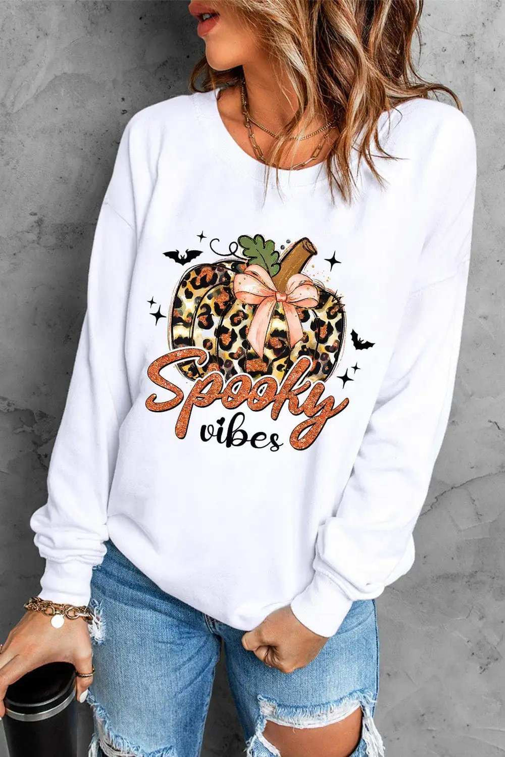 Graphic Round Neck Long Sleeve Sweatshirt - Trendsi - Flyclothing LLC