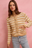 SO ME Stripe Long Sleeves Button Sweater Cardigan - Trendsi - Flyclothing LLC