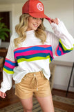 Contrast Round Neck Long Sleeve Top - Trendsi - Flyclothing LLC