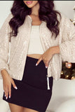 Sequin Zip Up Long Sleeve Jacket - Trendsi - Flyclothing LLC